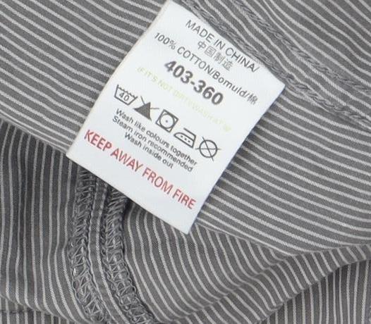 Men's Next Grey Striped Button-Up Cotton Shirt