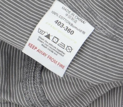 Men's Next Grey Striped Button-Up Cotton Shirt