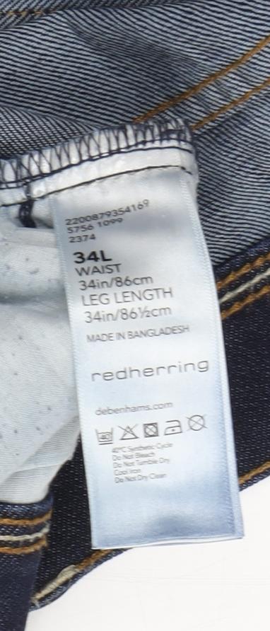 Red Herring Men's Blue Skinny Jeans 34L - Classic Style