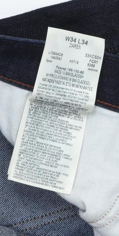 Lee Men's Blue Straight Jeans Size 34 Regular Fit