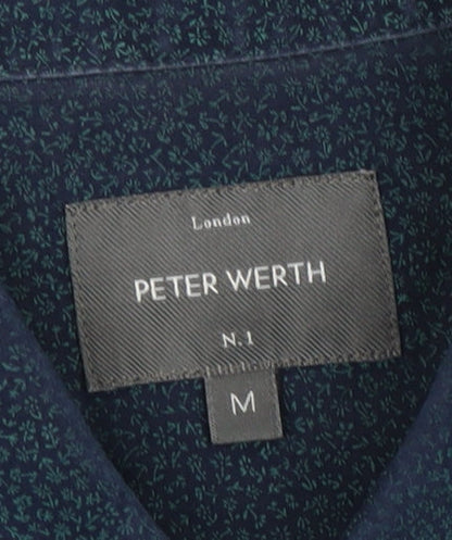 Peter Werth Men's Blue Floral Button-Up Shirt, Size M