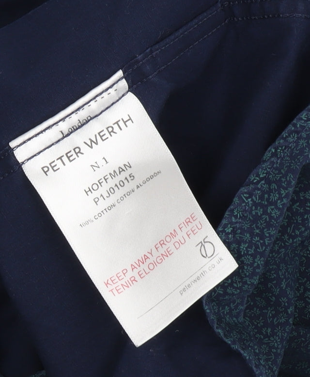 Peter Werth Men's Blue Floral Button-Up Shirt, Size M