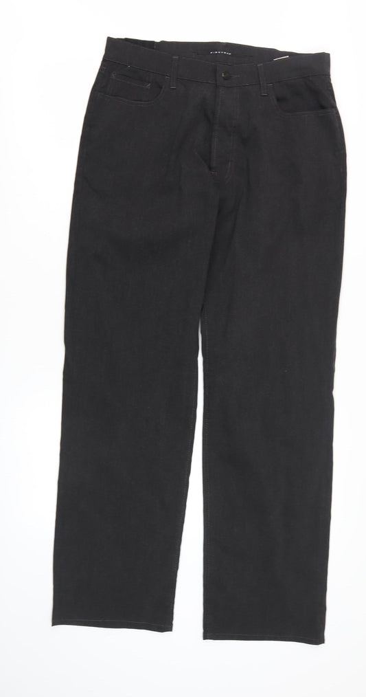 Men's Black Straight-Leg Trousers, Size 32, New with Tags