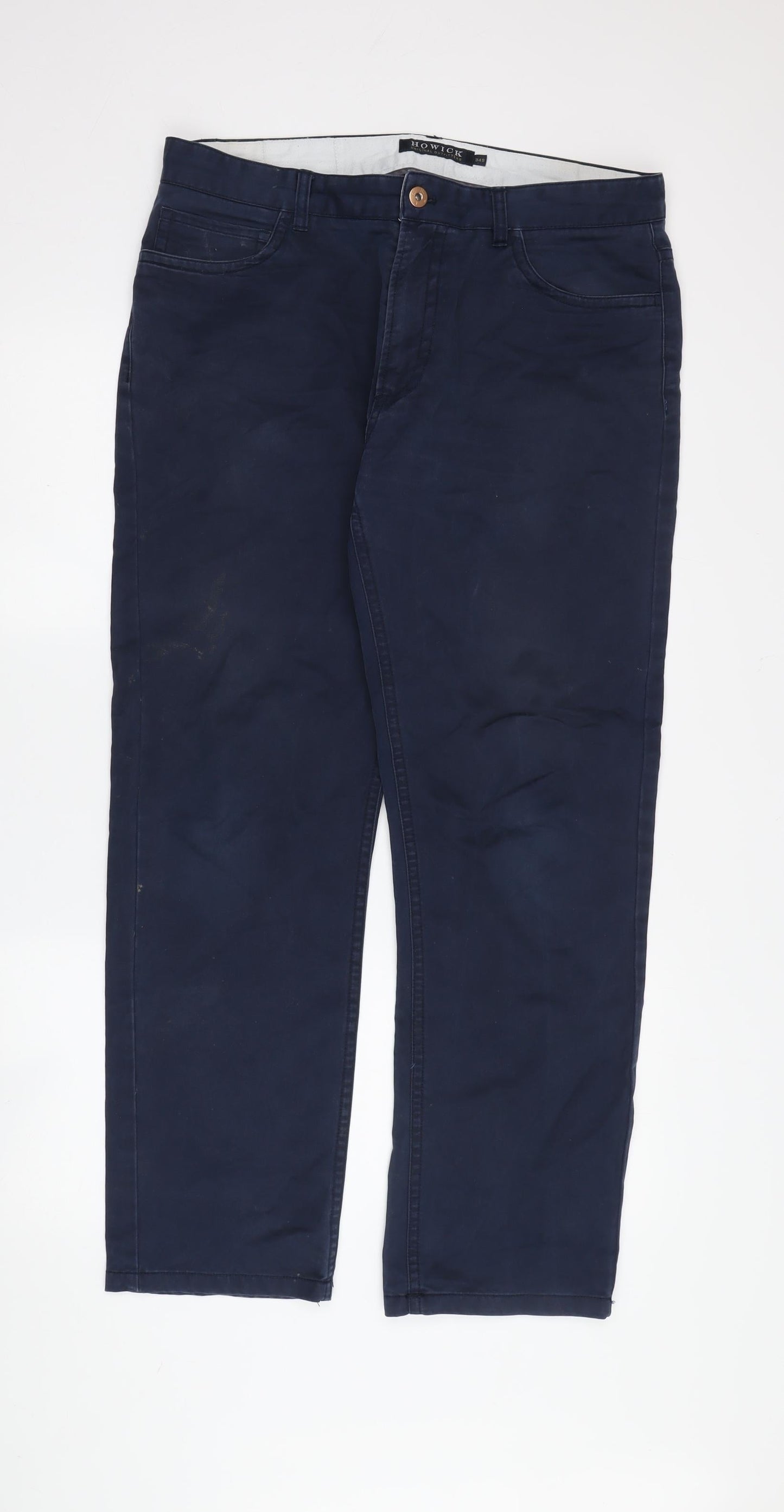 Howick Men's Blue Chino Trousers 34 S Regular Fit