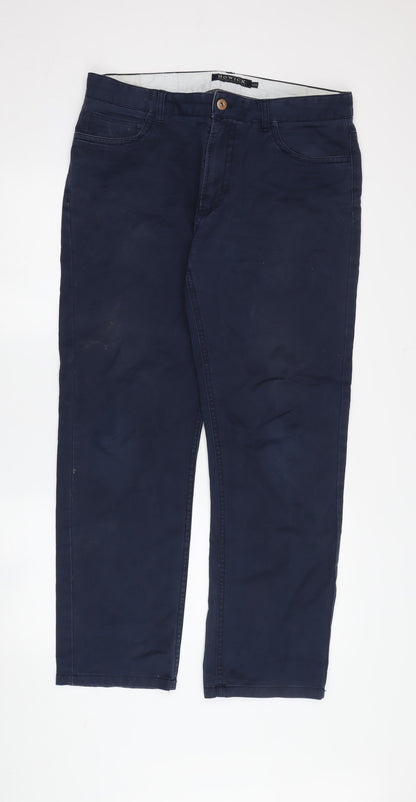 Howick Men's Blue Chino Trousers 34 S Regular Fit