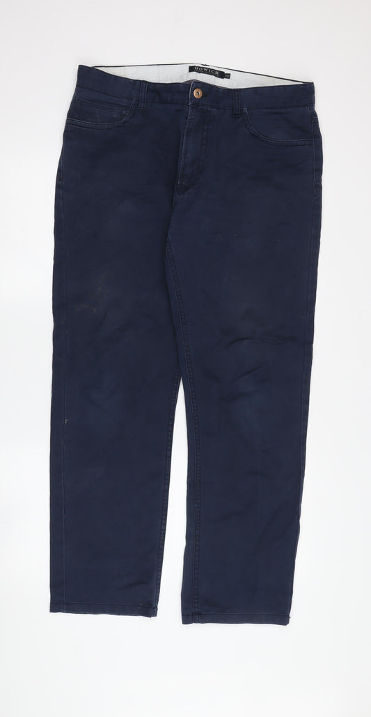 Howick Men's Blue Chino Trousers 34 S Regular Fit