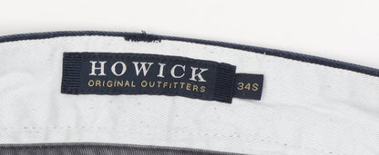 Howick Men's Blue Chino Trousers 34 S Regular Fit
