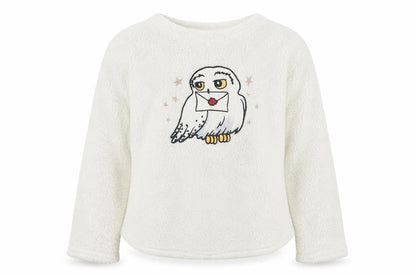 Front view of Harry Potter Teens White Fleece Pyjama Top 2XS