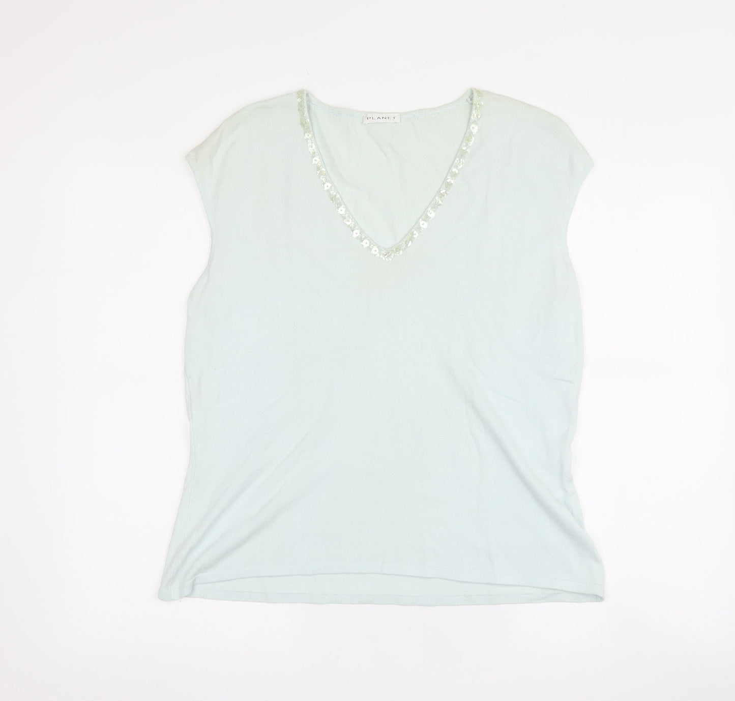 Womens UK Size L Planet Green Basic T-Shirt