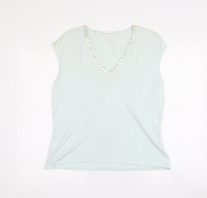 Womens UK Size L Planet Green Basic T-Shirt