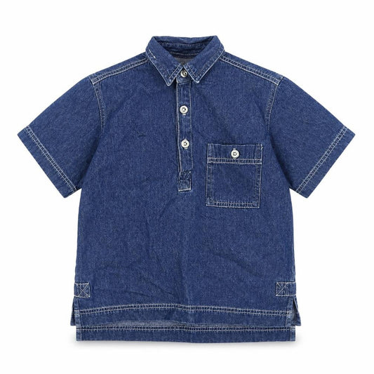 Front view of Adams Jeans girls’ blue casual shirt 7 years - denim look