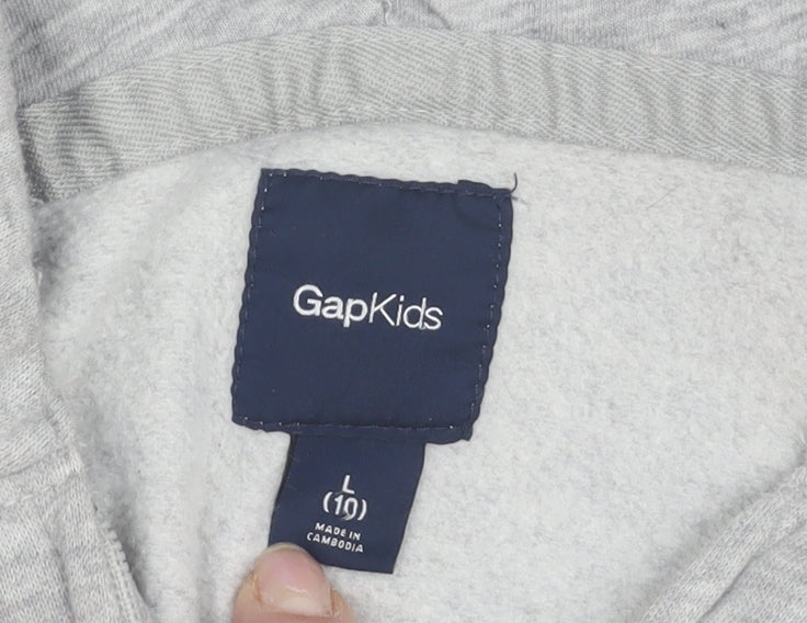 Gap Girls Grey Hoodie L Size Full Zip Logo Fleece