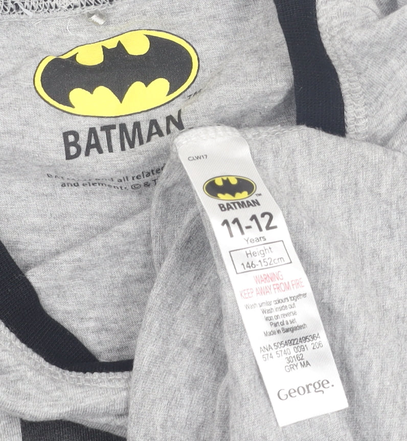 George Boys Batman Graphic T-Shirt Grey Black 11-12 Yrs