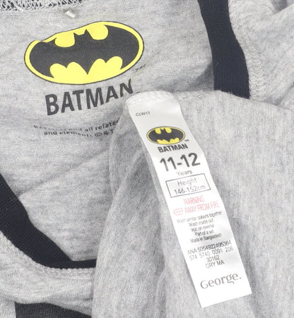 George Boys Batman Graphic T-Shirt Grey Black 11-12 Yrs