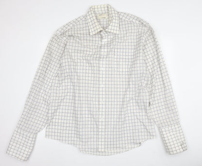 Greenwoods Men's White Check Long Sleeve Dress Shirt