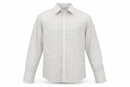 Greenwoods Men's White Check Long Sleeve Dress Shirt