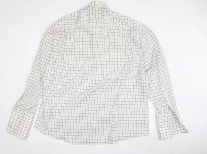 Greenwoods Men's White Check Long Sleeve Dress Shirt
