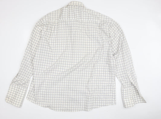 Greenwoods Men's White Check Long Sleeve Dress Shirt