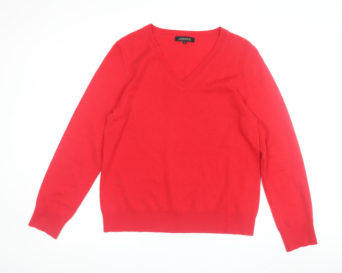 Jaeger Women's Red V-Neck Wool Cashmere Pullover XL