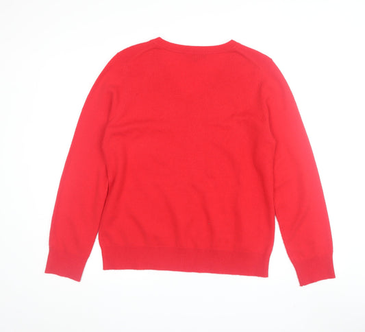 Jaeger Women's Red V-Neck Wool Cashmere Pullover XL