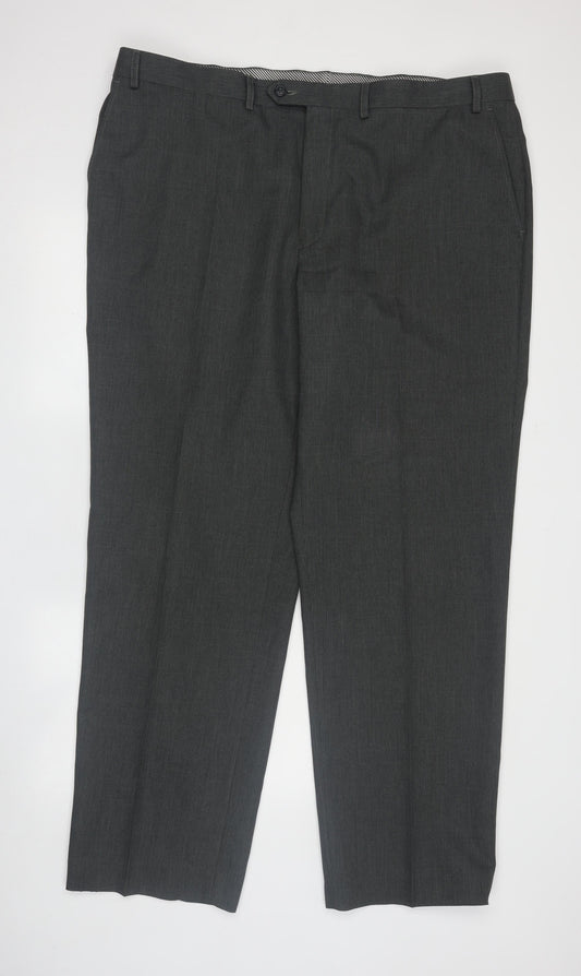 Mens UK Size 44 Marks and Spencer Regular Fit Dress Pants Green Trousers