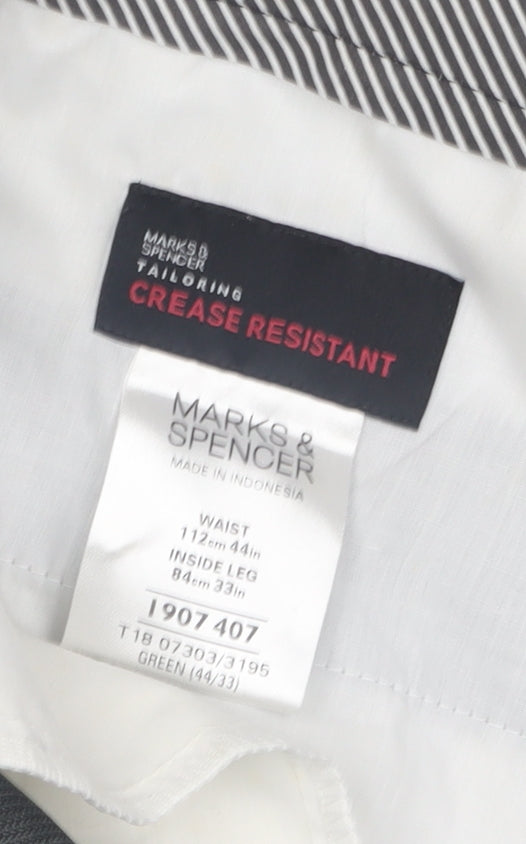 Mens UK Size 44 Marks and Spencer Regular Fit Dress Pants Green Trousers