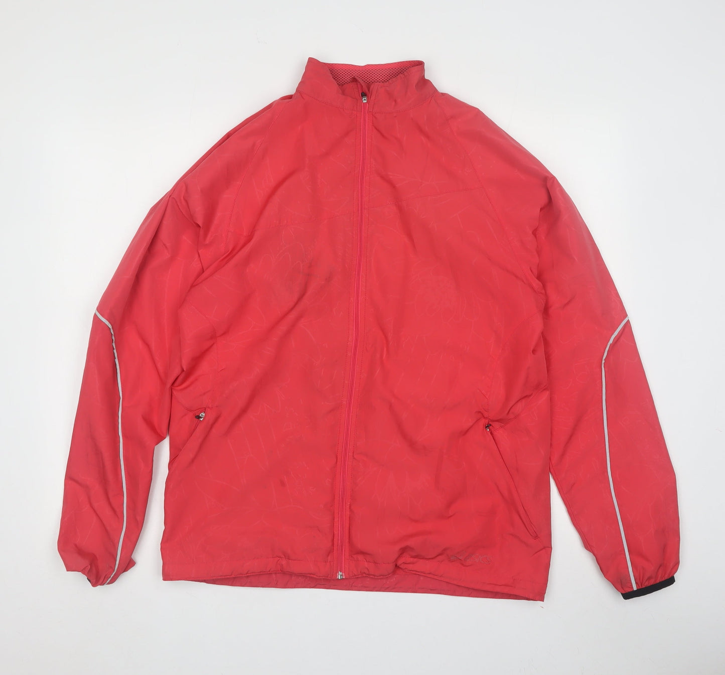 Asics Men's Red Windbreaker Jacket Size M