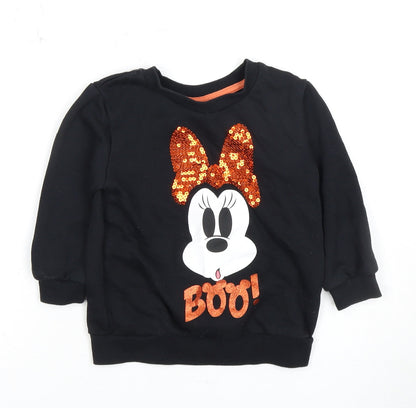 Disney Girls' Black Minnie Sequin Pullover Sweatshirt 2-3 Years