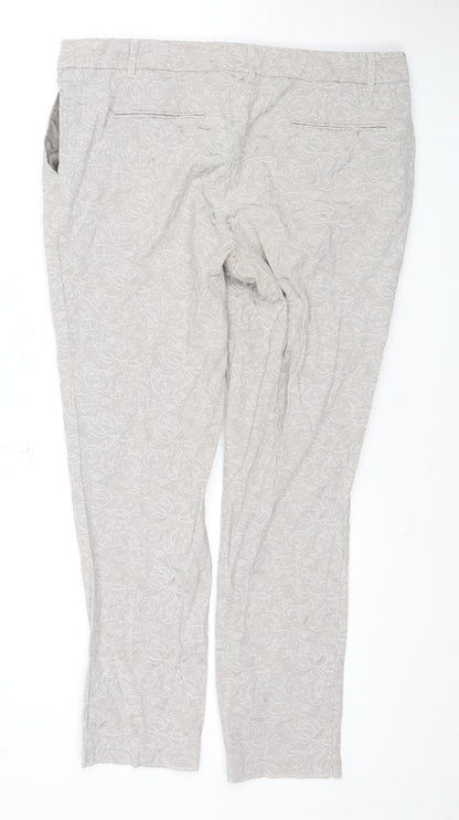 Next Women's Grey Floral Trousers Petites Size 14