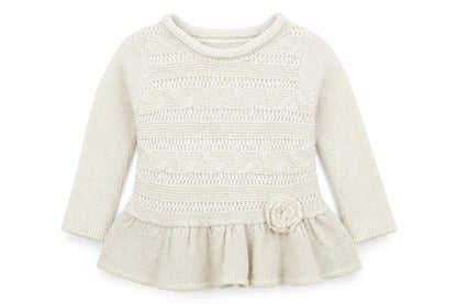 Front view of Guess girls’ ivory jumper, size 2, years, ruffle accents