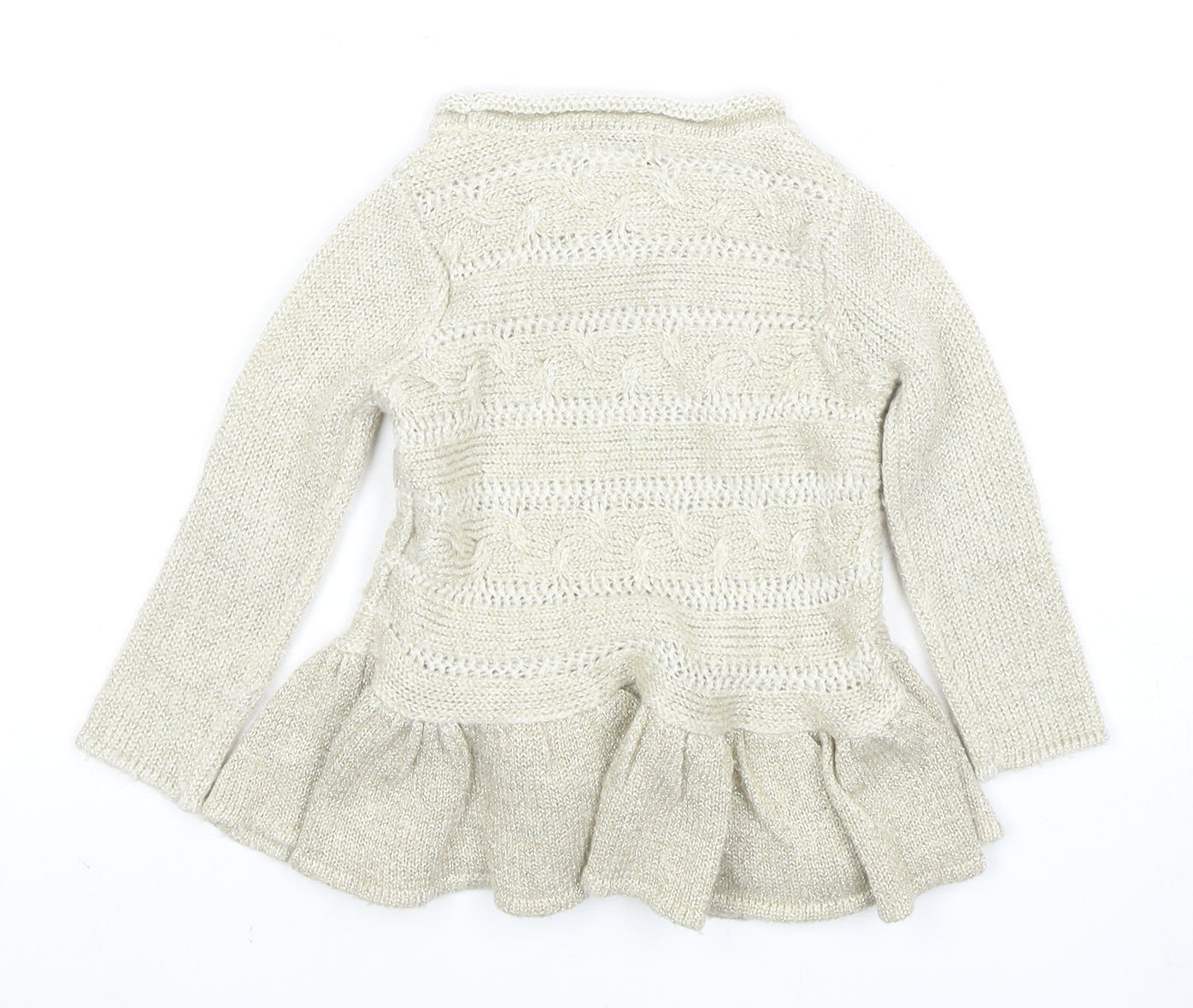 Guess Girls Ivory Pullover Jumper, Size 2 Years, Ruffle Accents