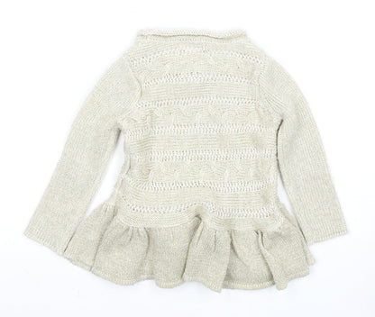 Guess Girls Ivory Pullover Jumper, Size 2 Years, Ruffle Accents