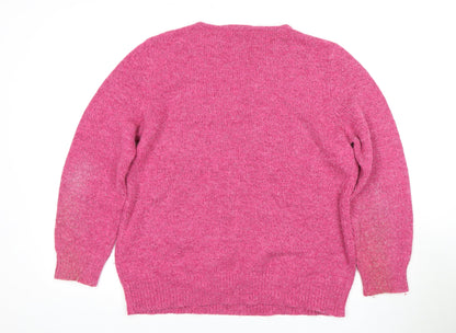 Damart Women's Pink Jumper Large, Embroidered Knit