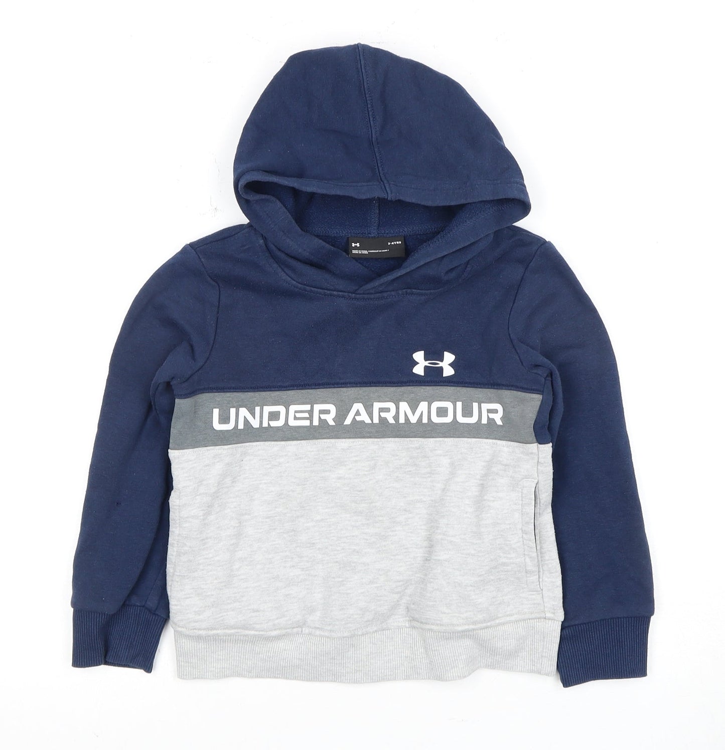 Under Armour Boys Blue Grey Pullover Hoodie 3-4 Years