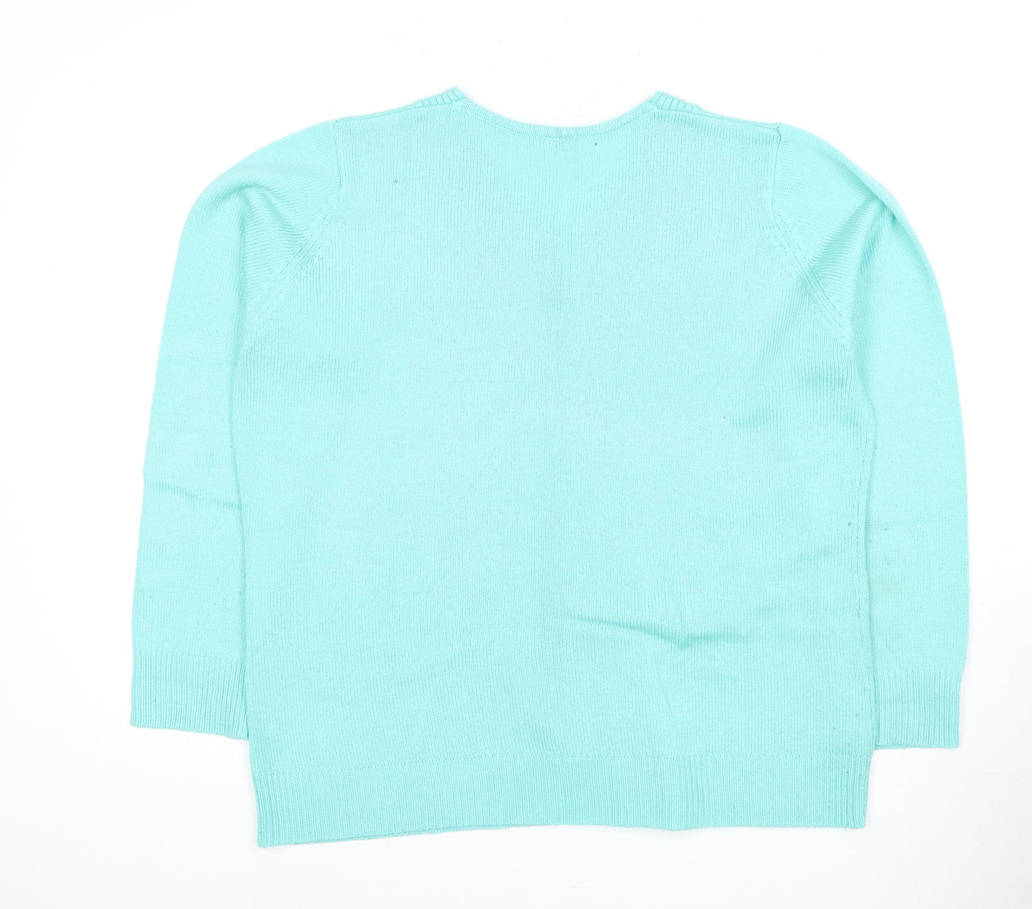 Damart Women's Blue V-Neck Acrylic Pullover Jumper