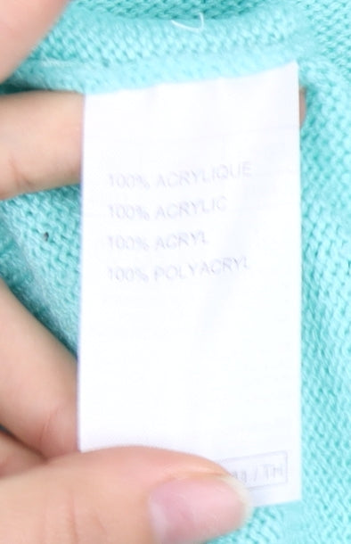 Damart Women's Blue V-Neck Acrylic Pullover Jumper