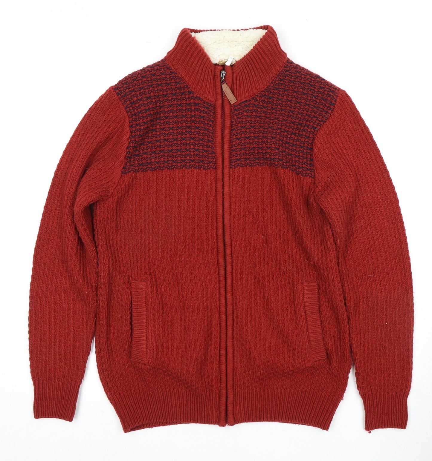 Cotton Traders Red Full Zip Jumper S Unisex Adult