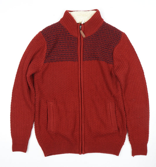 Cotton Traders Red Full Zip Jumper S Unisex Adult