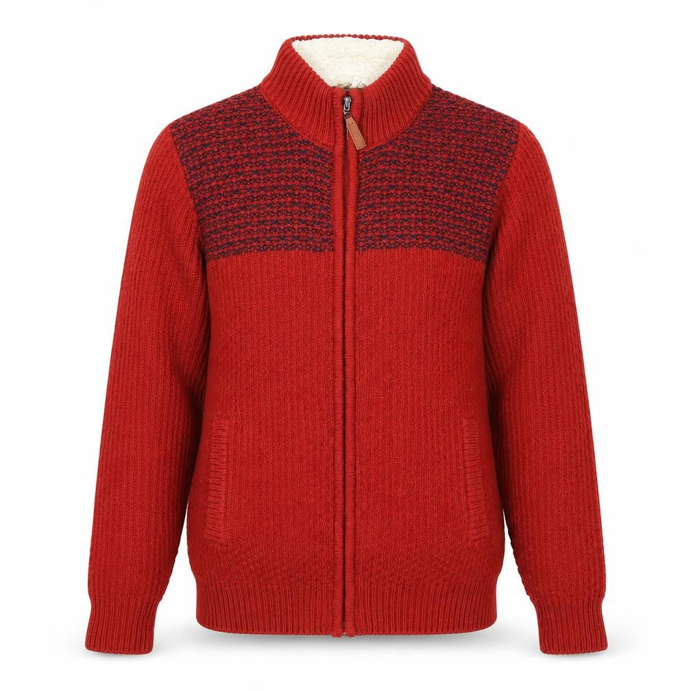 Front view of Cotton Traders Red Full Zip Jumper S unisex adult