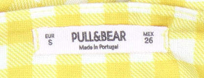 Pull&Bear Women Yellow Check Slip Dress XS