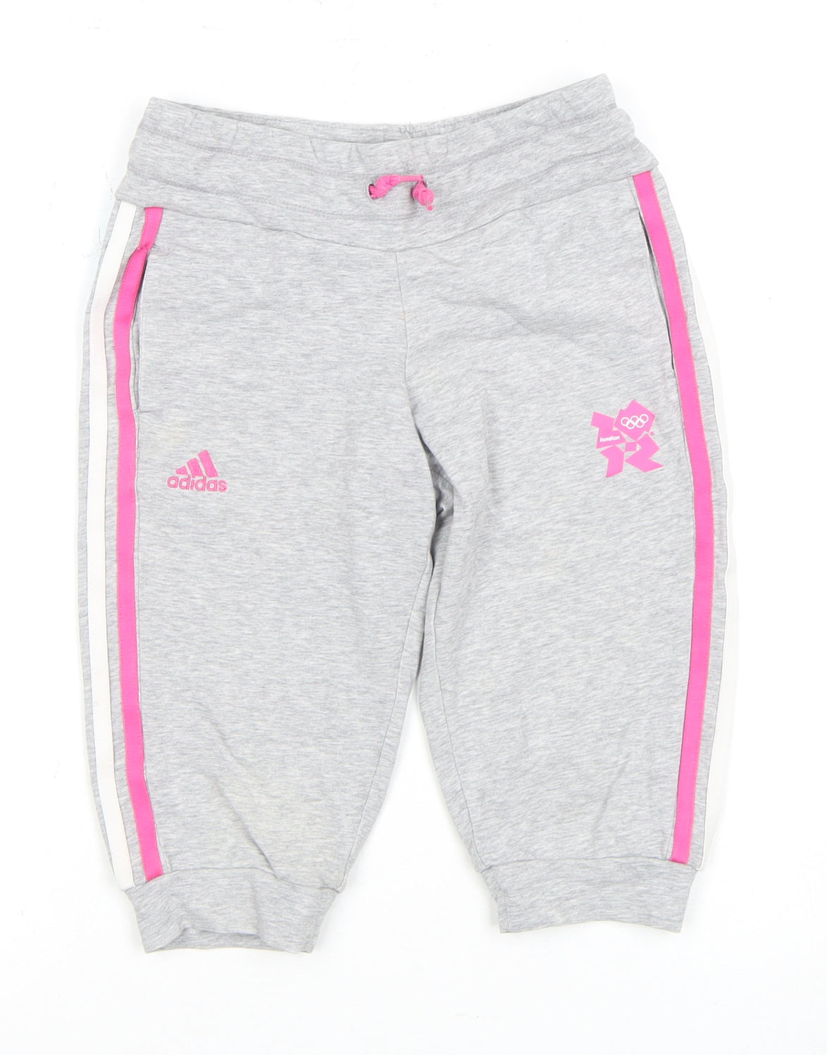 Adidas Girls Grey Athletic Shorts 7-8 Years
