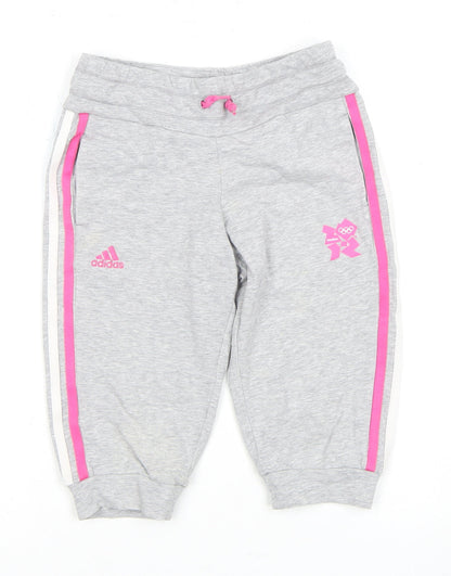 Adidas Girls Grey Athletic Shorts 7-8 Years
