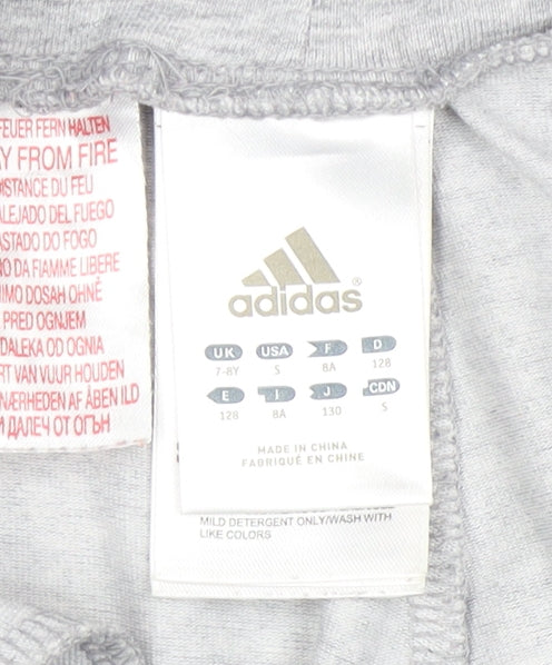 Adidas Girls Grey Athletic Shorts 7-8 Years