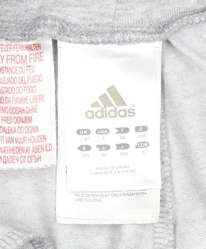 Adidas Girls Grey Athletic Shorts 7-8 Years