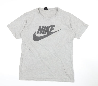 Nike Men's Grey Logo T-Shirt, Short Sleeve, Crew Neck