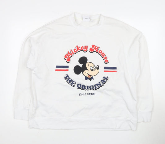 Unisex Adults UK Size L Disney White Pullover Sweatshirt