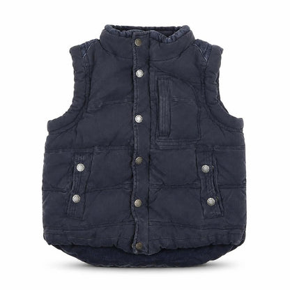 Front view of boys’ fat face blue puffer jacket - 6-7 years, lined, casual outerwear
