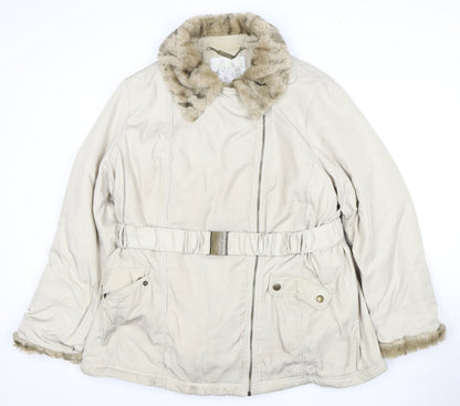 Rocha John Rocha Woman's Beige Hooded Parka Coat, Size 22