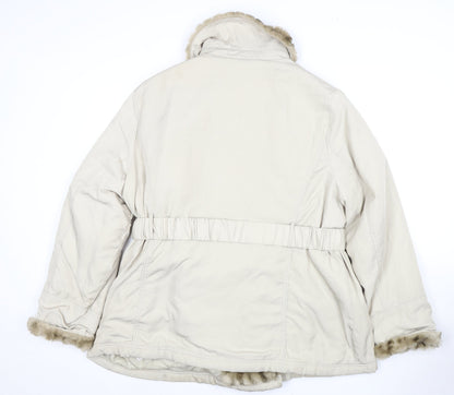 Rocha John Rocha Woman's Beige Hooded Parka Coat, Size 22