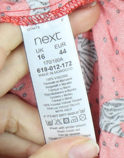 Next Women's Orange Animal Print Shift Dress UK 16